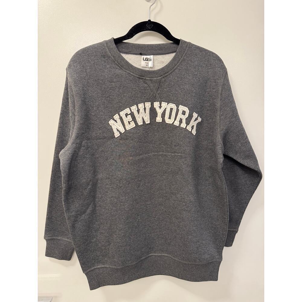 NWT New York Unisex Medium Fleece Lined Gray Cotton NY Crewneck Sweatshirt